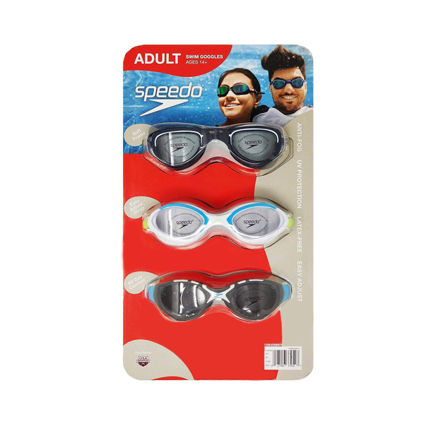  Speedo Paquete de 3 gafas de natación para adultos