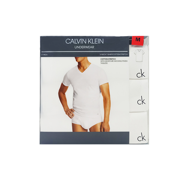 Paquete De Franelas Cuello En "V" Hombre, Color Blanco, Talla Calvin Klein. (3 Unidades). - iTengo