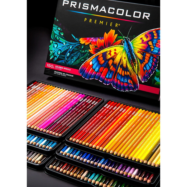  Lápices de colores, caja de 150 colores surtidos, goma de  borrar triangular y sacapuntas (1800059 + VE99016 + 1774265) de Prismalcolor